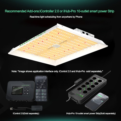 LED grow light with optional smart controller and power strip