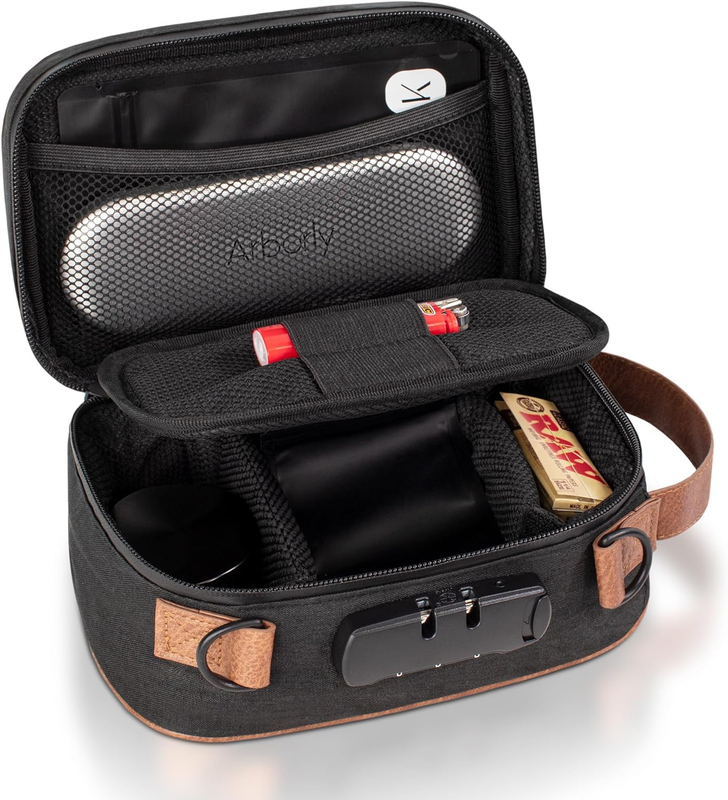 Smell-proof lock bag with accessories organized